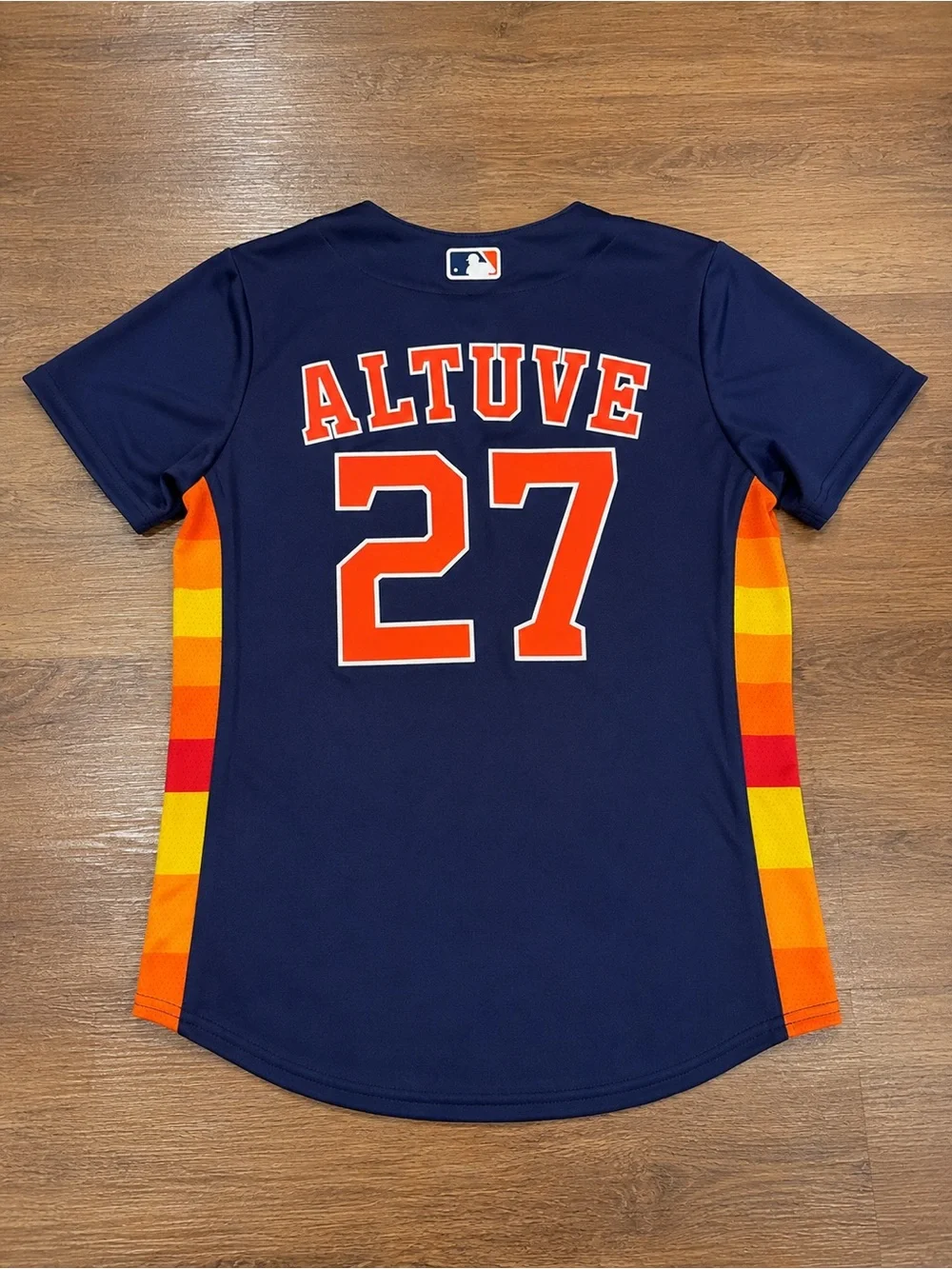 Nike Youth Astros Navy Button-Front Jersey with Orange Stripe Accents